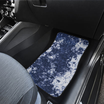 Blue And White Acid Wash Tie Dye Print Front and Back Car Floor Mats