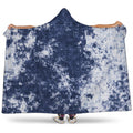 Blue And White Acid Wash Tie Dye Print Hooded Blanket