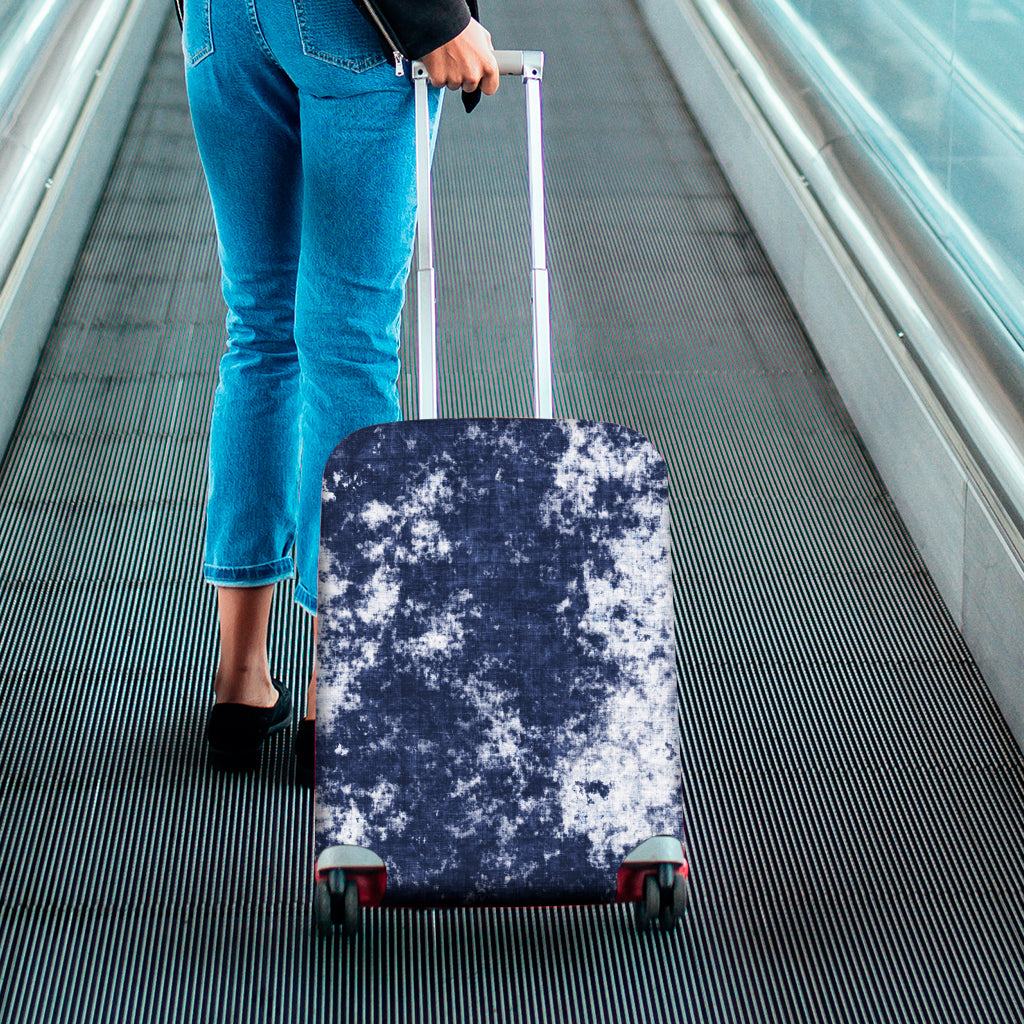 Blue And White Acid Wash Tie Dye Print Luggage Cover