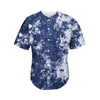 Blue And White Acid Wash Tie Dye Print Men's Baseball Jersey