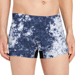 Blue And White Acid Wash Tie Dye Print Men's Boxer Briefs
