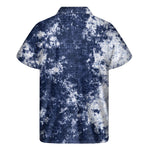 Blue And White Acid Wash Tie Dye Print Men's Short Sleeve Shirt