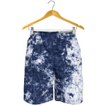Blue And White Acid Wash Tie Dye Print Men's Shorts