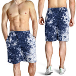 Blue And White Acid Wash Tie Dye Print Men's Shorts