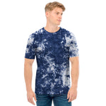 Blue And White Acid Wash Tie Dye Print Men's T-Shirt