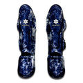 Blue And White Acid Wash Tie Dye Print Muay Thai Shin Guards