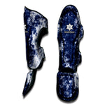 Blue And White Acid Wash Tie Dye Print Muay Thai Shin Guard