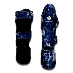 Blue And White Acid Wash Tie Dye Print Muay Thai Shin Guard