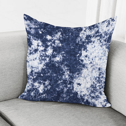 Blue And White Acid Wash Tie Dye Print Pillow Cover
