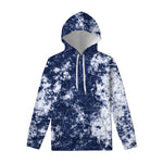 Blue And White Acid Wash Tie Dye Print Pullover Hoodie