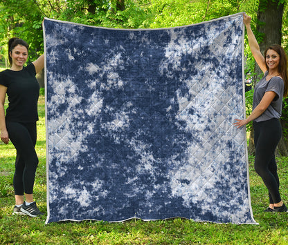 Blue And White Acid Wash Tie Dye Print Quilt