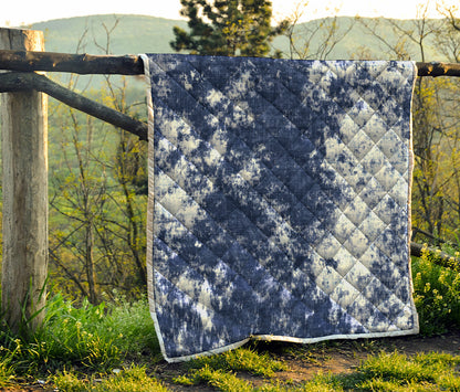 Blue And White Acid Wash Tie Dye Print Quilt