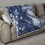 Blue And White Acid Wash Tie Dye Print Quilt