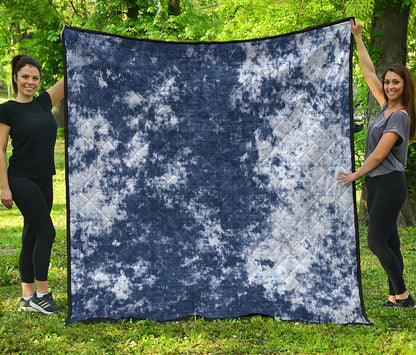 Blue And White Acid Wash Tie Dye Print Quilt