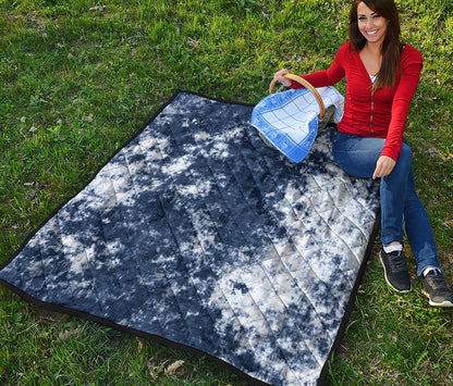 Blue And White Acid Wash Tie Dye Print Quilt