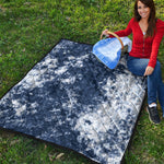 Blue And White Acid Wash Tie Dye Print Quilt