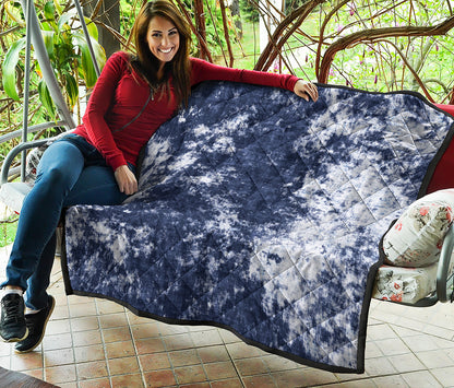 Blue And White Acid Wash Tie Dye Print Quilt