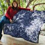 Blue And White Acid Wash Tie Dye Print Quilt