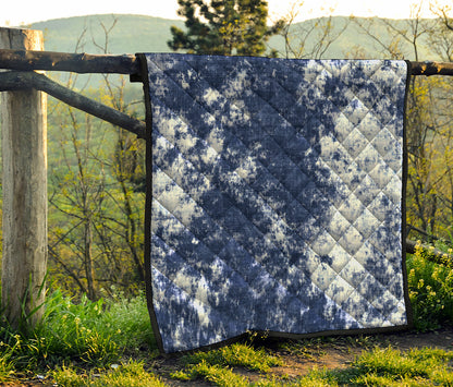 Blue And White Acid Wash Tie Dye Print Quilt