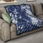 Blue And White Acid Wash Tie Dye Print Quilt