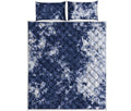 Blue And White Acid Wash Tie Dye Print Quilt Bed Set