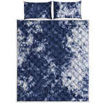 Blue And White Acid Wash Tie Dye Print Quilt Bed Set