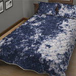 Blue And White Acid Wash Tie Dye Print Quilt Bed Set