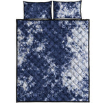 Blue And White Acid Wash Tie Dye Print Quilt Bed Set