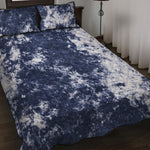 Blue And White Acid Wash Tie Dye Print Quilt Bed Set