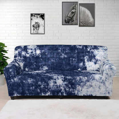 Blue And White Acid Wash Tie Dye Print Sofa Cover
