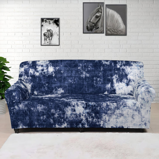 Blue And White Acid Wash Tie Dye Print Sofa Cover