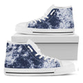 Blue And White Acid Wash Tie Dye Print White High Top Sneakers