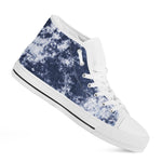 Blue And White Acid Wash Tie Dye Print White High Top Shoes