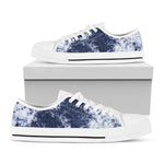 Blue And White Acid Wash Tie Dye Print White Low Top Shoes