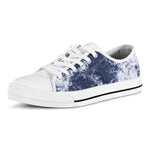 Blue And White Acid Wash Tie Dye Print White Low Top Shoes