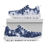 Blue And White Acid Wash Tie Dye Print White Sneakers