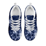 Blue And White Acid Wash Tie Dye Print White Sneakers