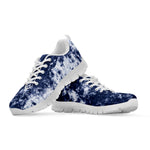 Blue And White Acid Wash Tie Dye Print White Sneakers