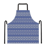 Blue And White African Pattern Print Apron