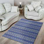 Blue And White African Pattern Print Area Rug