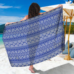 Blue And White African Pattern Print Beach Sarong Wrap