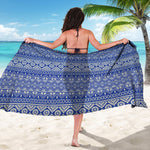 Blue And White African Pattern Print Beach Sarong Wrap