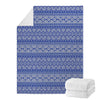 Blue And White African Pattern Print Blanket