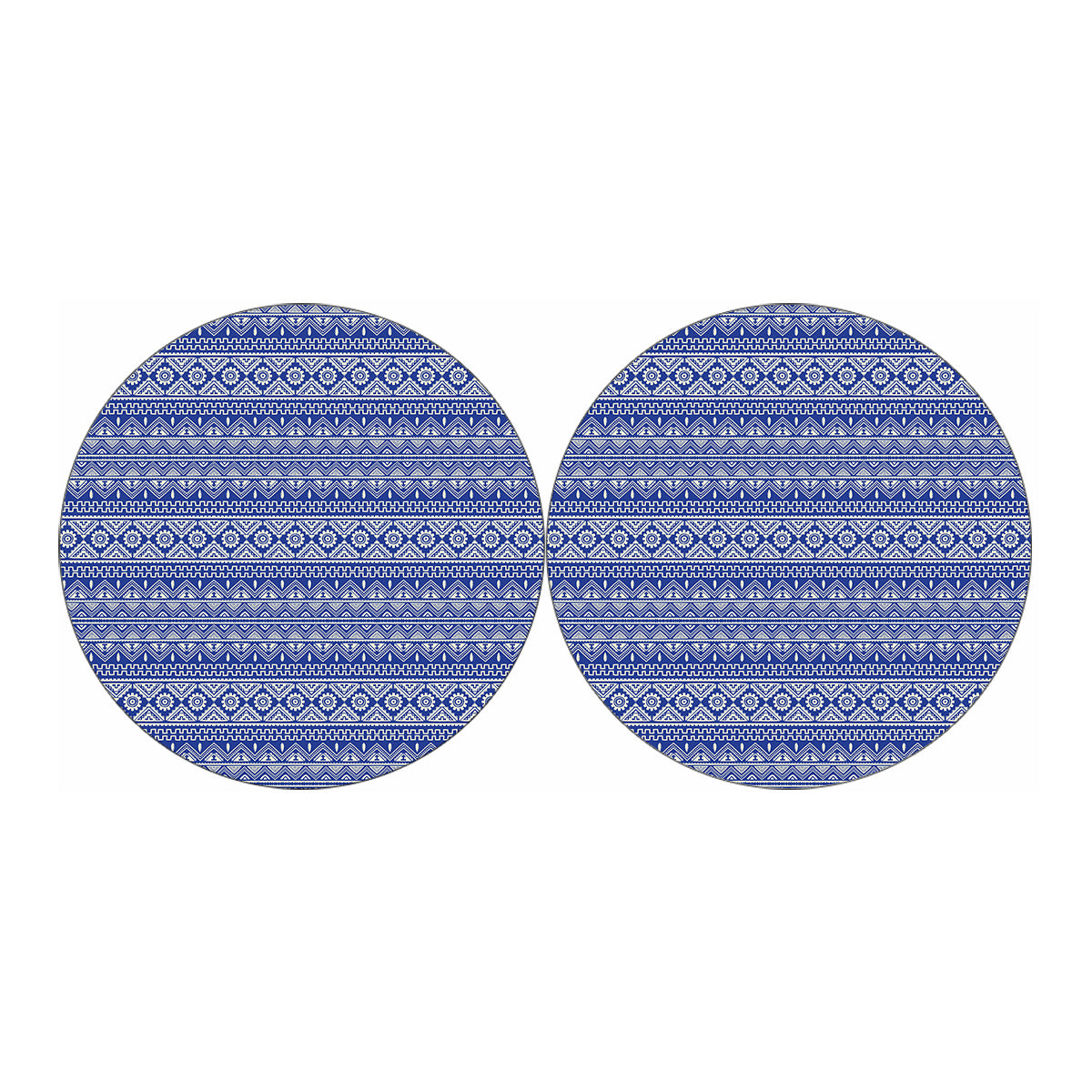 Blue And White African Pattern Print Car Coasters