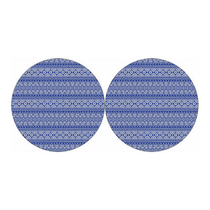 Blue And White African Pattern Print Car Coasters