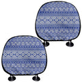 Blue And White African Pattern Print Car Headrest Covers