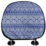 Blue And White African Pattern Print Car Headrest Covers