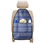 Blue And White African Pattern Print Car Seat Organizers