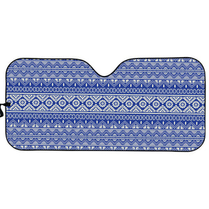 Blue And White African Pattern Print Car Sun Shade