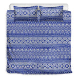 Blue And White African Pattern Print Duvet Cover Bedding Set